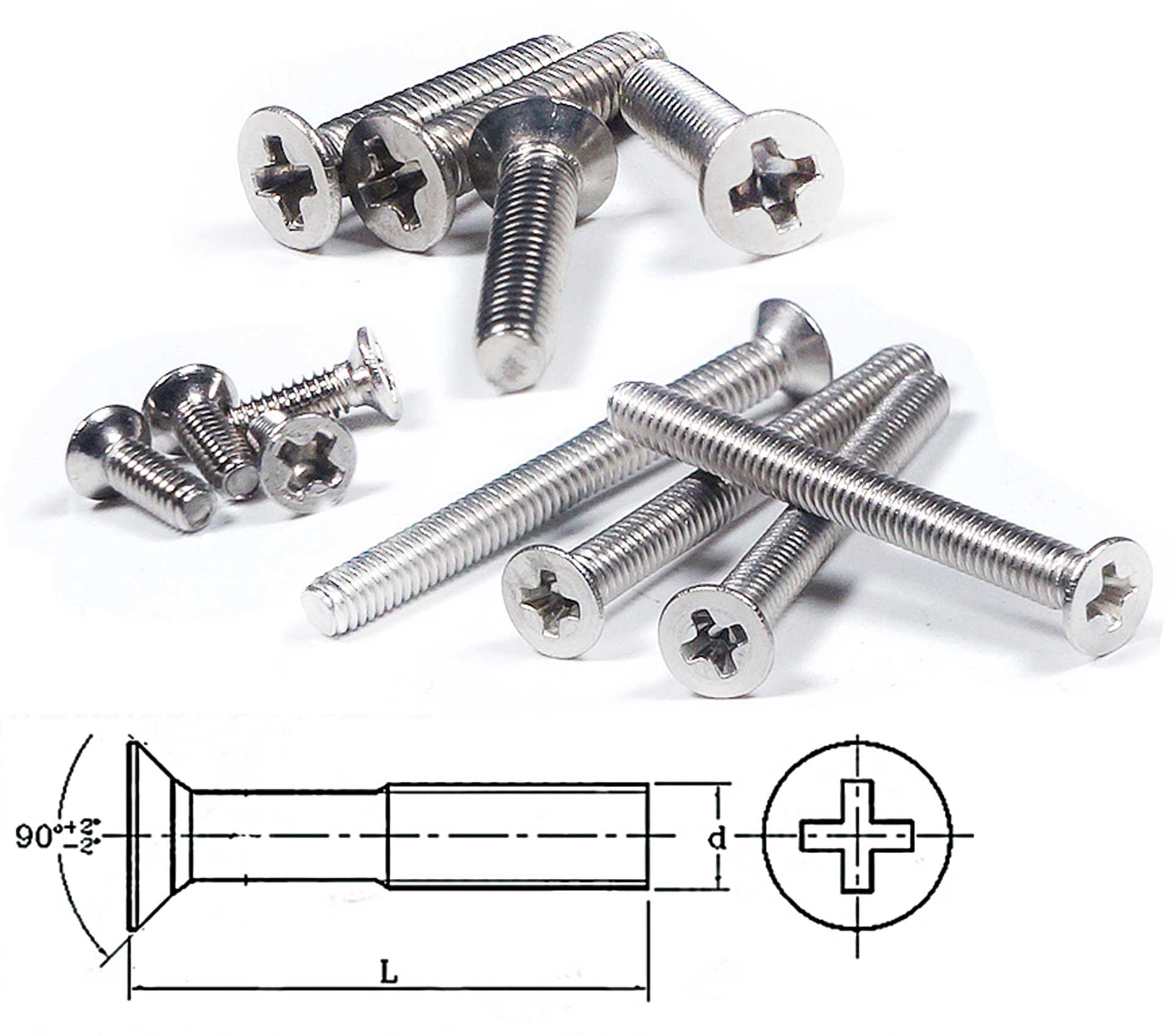 Robbe Modellsport Countersunk head screws cross recess M2x6mm 30pcs. stainless steel