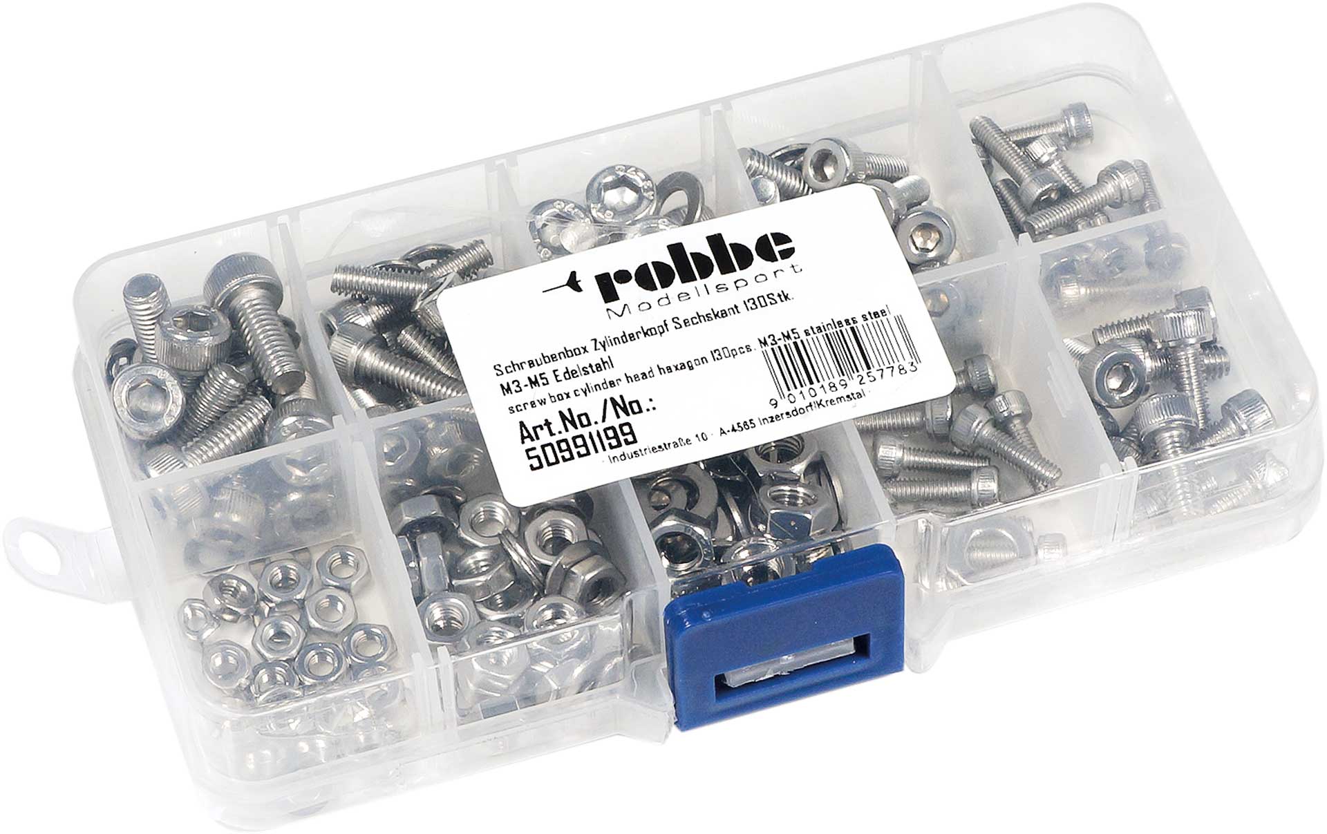 Robbe Modellsport Screw box hexagon socket head 130pcs M3-M5 stainless steel