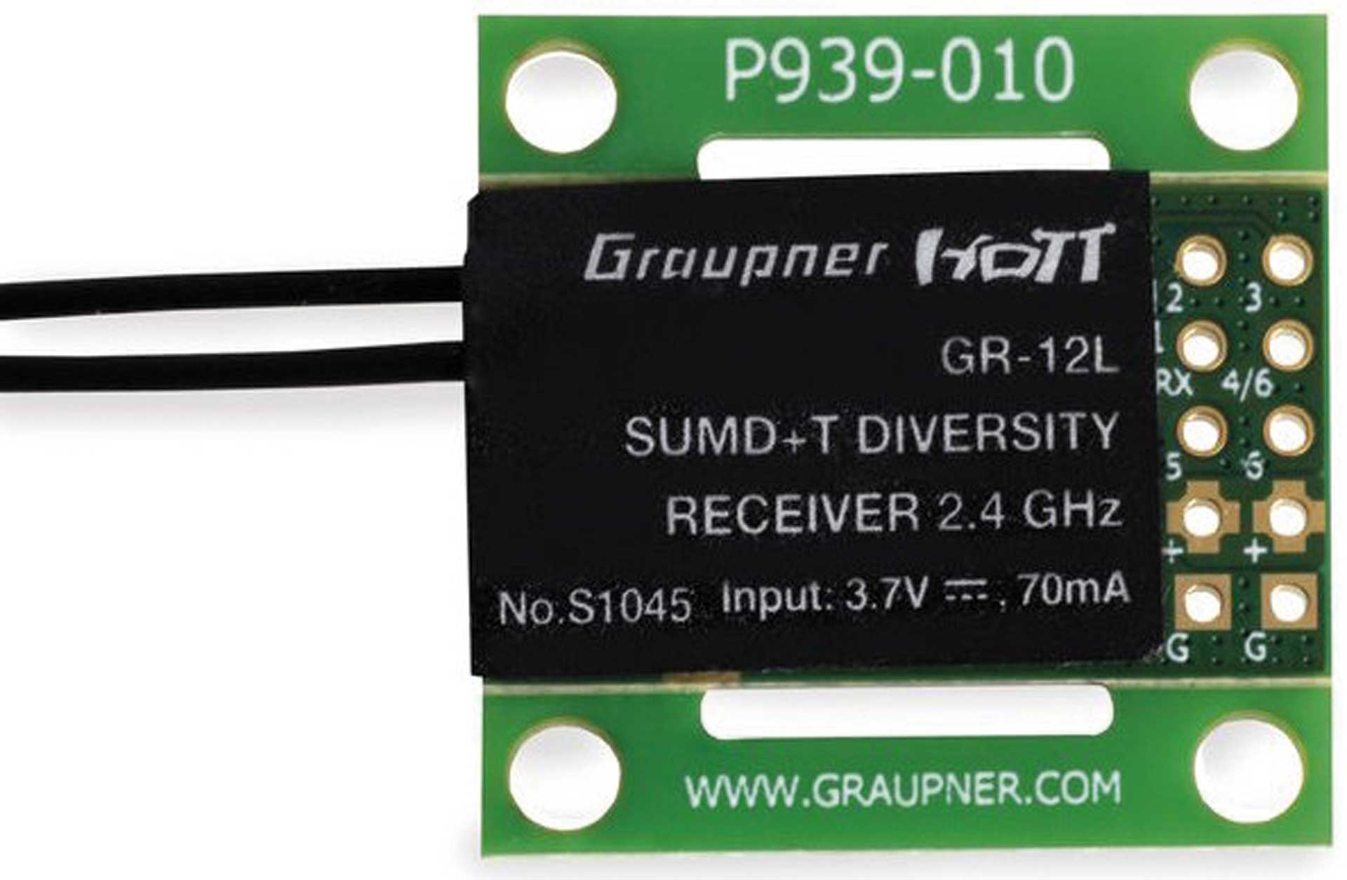 GRAUPNER GR-12L SUMD+T 2 antennes PCB Récepteur