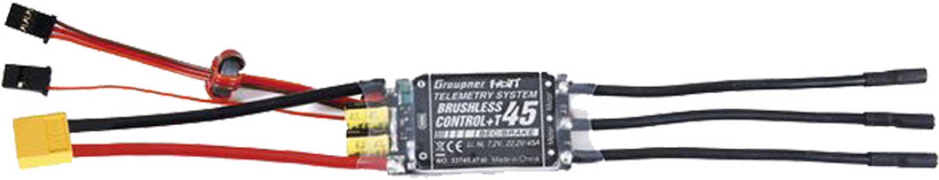 GRAUPNER BRUSHLESS CONTROL+ T 45 BEC G2 XT-60 RPM CONTROLLER WITH HOTT TELEMETRY
