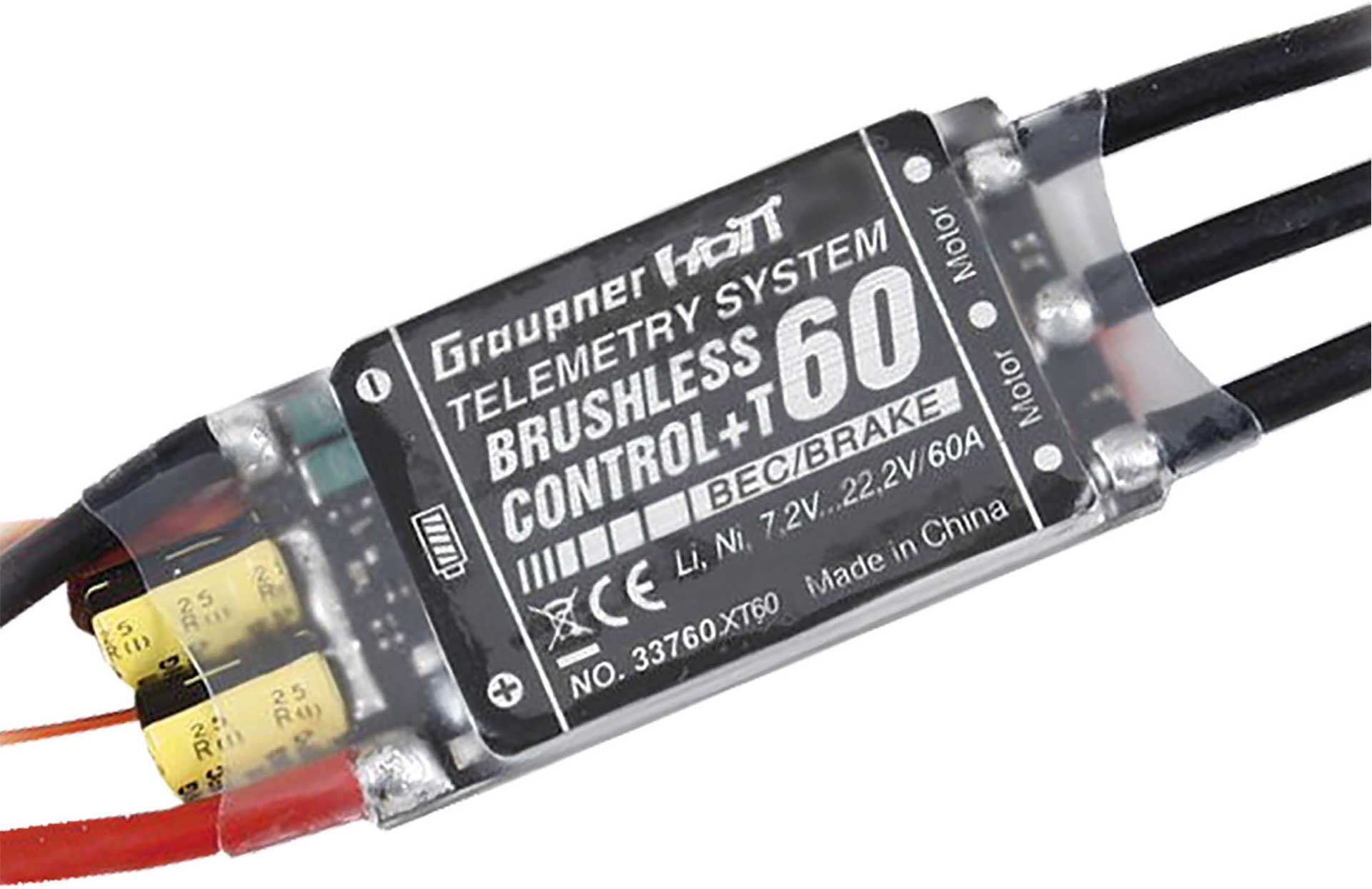 GRAUPNER BRUSHLESS CONTROL+ T 60 BEC G2 XT-60 RPM CONTROLLER WITH HOTT TELEMETRY