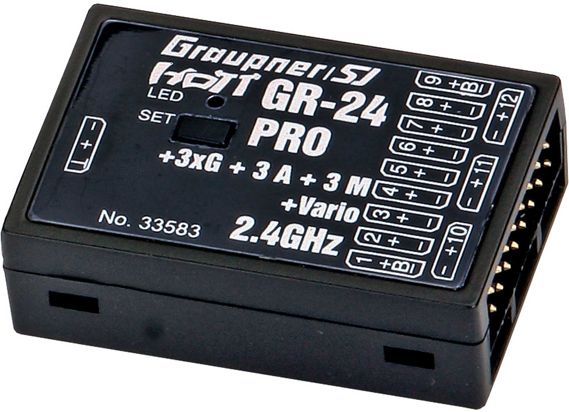 GRAUPNER GR-24 PER 3XG + 3A + 3M + VARIO 2,4GHZ HOTT WITH 3-AXIS GYRO AND VARIO RECEIVER