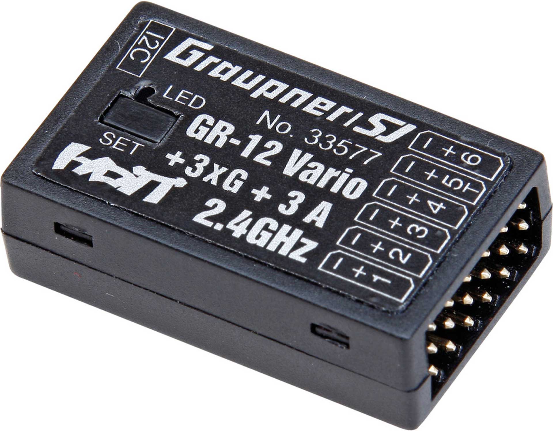 GRAUPNER GR-12 + 3XG + 3A + VARIO 2,4GHZ HOTT RÉCEPTEUR AVEC 3-ACHS GYRO ETVARIO