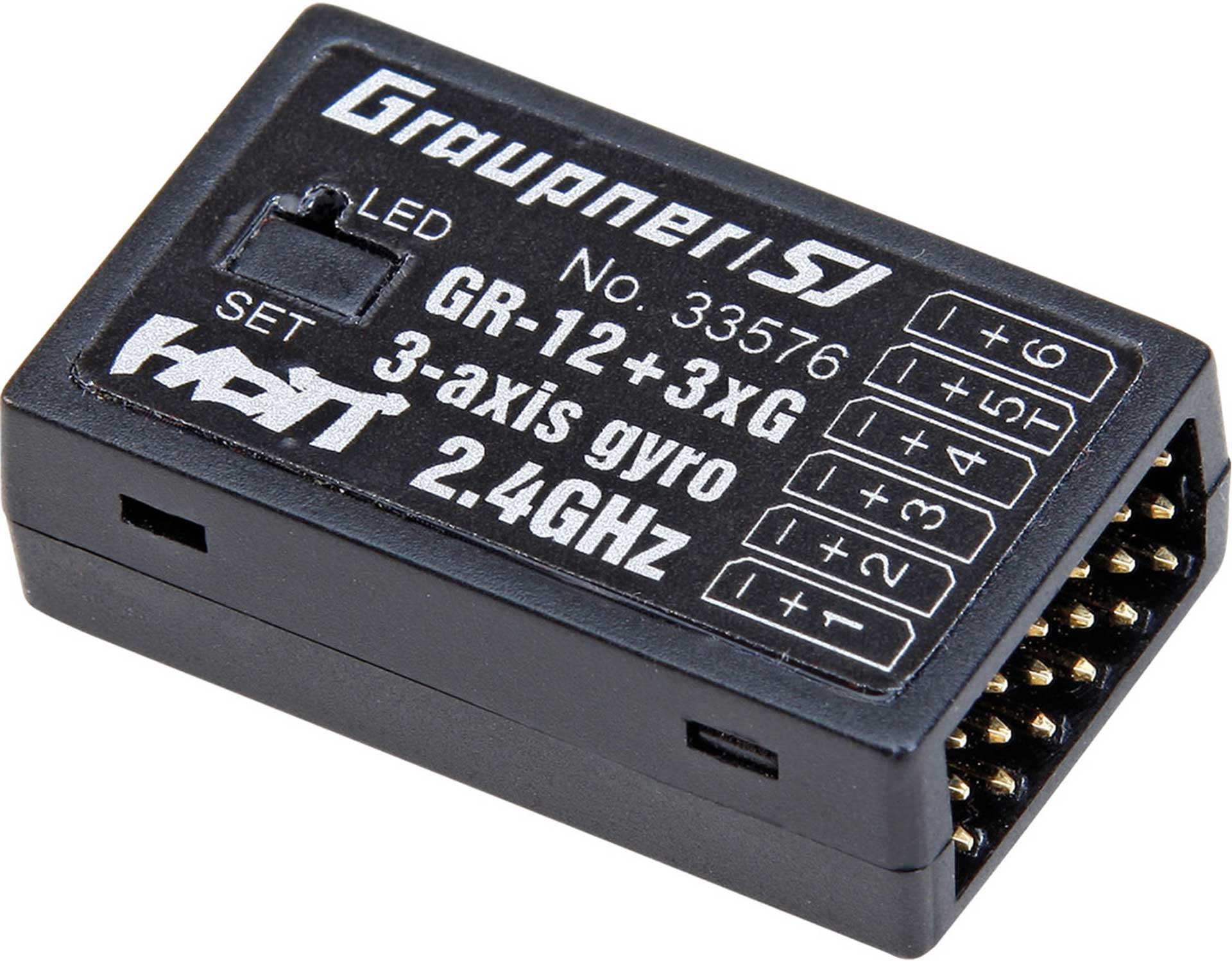 GRAUPNER GR-12 + 3XG 2,4GHZ HOTT RÉCEPTEUR AVEC 3-ACHS GYRO Récepteur